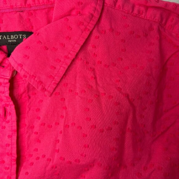 TALBOTS Petite Medium Button Up Collared Long Sleeve Blouse Embroidered - Picture 2 of 4